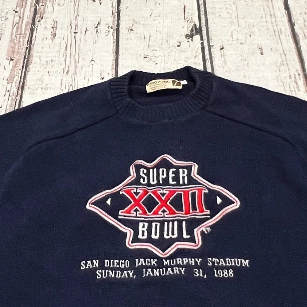 Vintage 80s Super Bowl XXII Washigton Redskins Logo 7 NFL Football Sweater